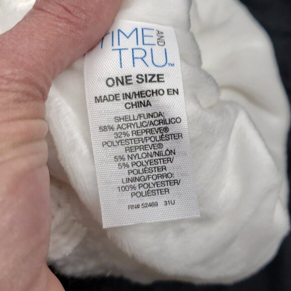 Adult Beanie Cable Knit Cuffed Lined No Pom Repreve Time & Tru Toboggan White OS - Picture 4 of 7